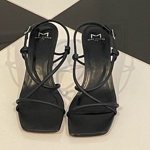 Mark Fisher Black leather strappy dress sandals.